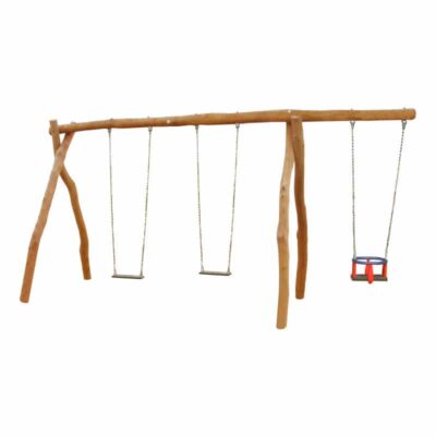 2-Platz Schaukelgestell mit Sitzen, Stahlankern und Überstand aus Robinien-Holz