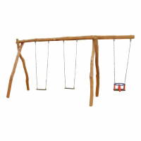 2-Platz Schaukelgestell mit Sitzen, Stahlankern und Überstand aus Robinien-Holz