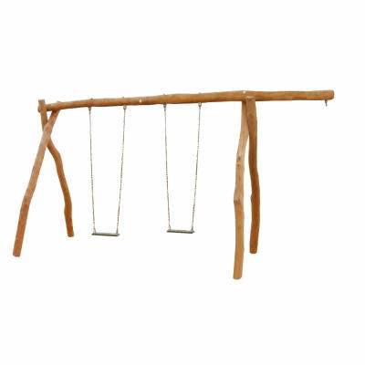 2-Platz Schaukelgestell mit Sitzen und Überstand aus Robinien-Holz