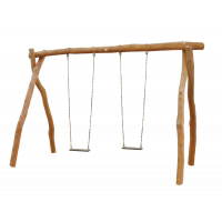 2-Platz Schaukelgestell mit Sitzen und Stahlankern aus Robinien-Holz