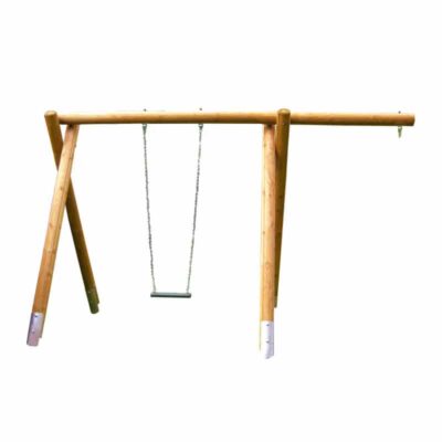 1-Platz Schaukelgestell mit Sitz, Stahlankern und Überstand aus Kiefernholz