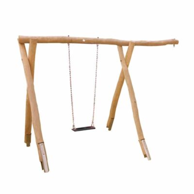 1-Platz Schaukelgestell mit Sitz, Stahlankern und Überstand aus Robinien-Holz