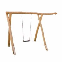 1-Platz Schaukelgestell mit Sitz, Stahlankern und Überstand aus Robinien-Holz