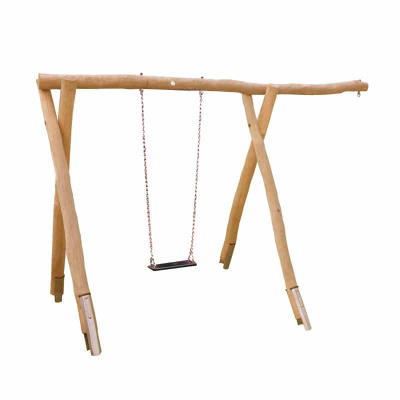 1-Platz Schaukelgestell mit Sitz, Stahlankern und Überstand aus Robinien-Holz