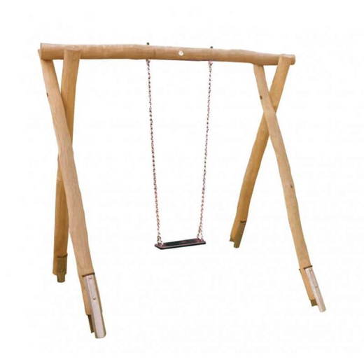 kiga1441-rms-220s 1-Platz Schaukelgestell mit Sitz und Stahlankern aus Robinien-Holz - kiga1441 rms 220s