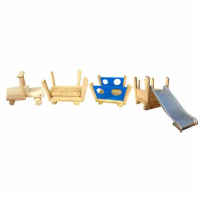 U3-Spielkombi Eisenbahn 4-teilig aus Robinien-Holz