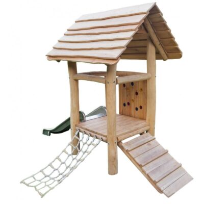 4-Eck-Spielturm mit Anbauten aus Robinien-Holz