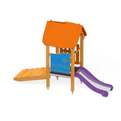 Spielhaus Quadro Baby mit Steg und Rutsche von Novum Spielgeräte