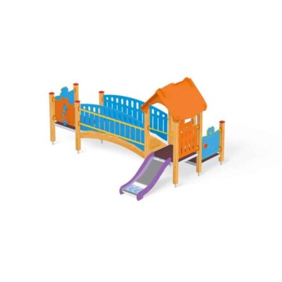 U3-Spielanlage Quadro Baby mit Brücke und 3 Plattformen von Novum Spielgeräte