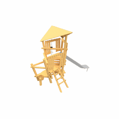 Sandspielgerät mit Rutsche Adventure Play aus Robinienholz