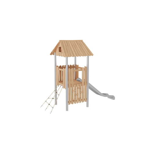 NV18104_a_25 Robinio Kletterturm mit Dach, Netzaufstieg und Rutsche - NV18104 a 25