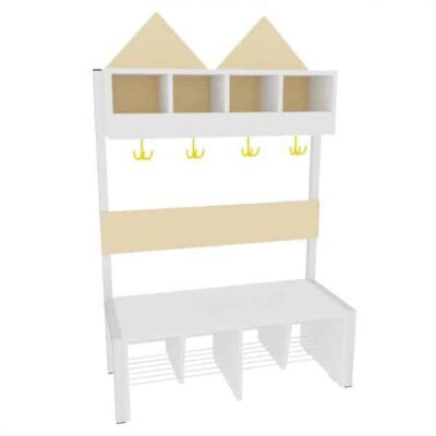 Garderobe Häuschen für 4 Kinder mit Gestell