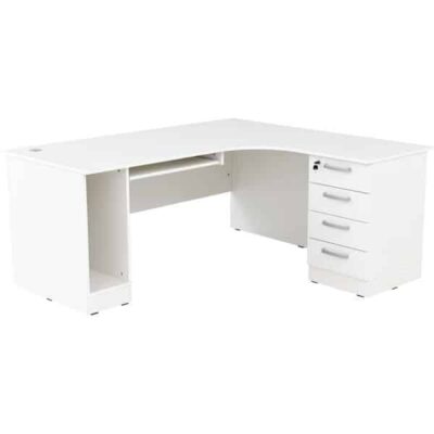 Grande L-Schreibtisch - Sitzplatz links - Weiß