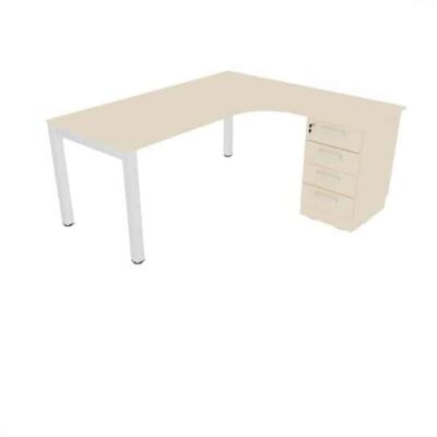 Grande L-Schreibtisch mit Metallbeinen - Sitzplatz links - Ahorn