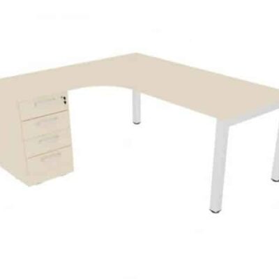 Grande L-Schreibtisch mit Metallbeinen - Sitzplatz rechts - Ahorn