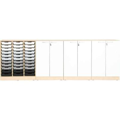 Möbelsatz Schrank Grande 46 - Tiefe: 48 cm - Ahorn, Türen weiß