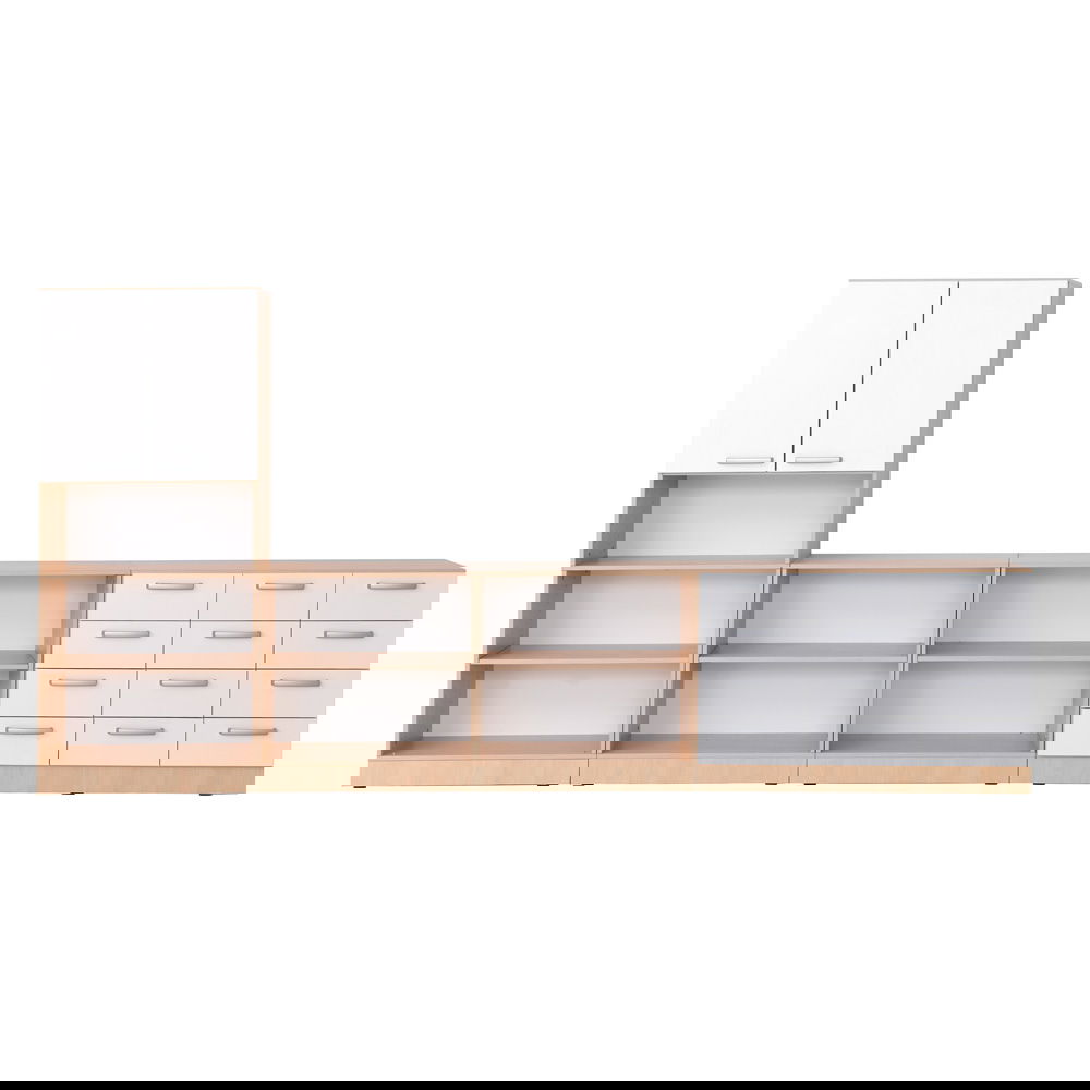 Möbelsatz Grande 62, T 38, Ahorn Jylland, Fronten weiß