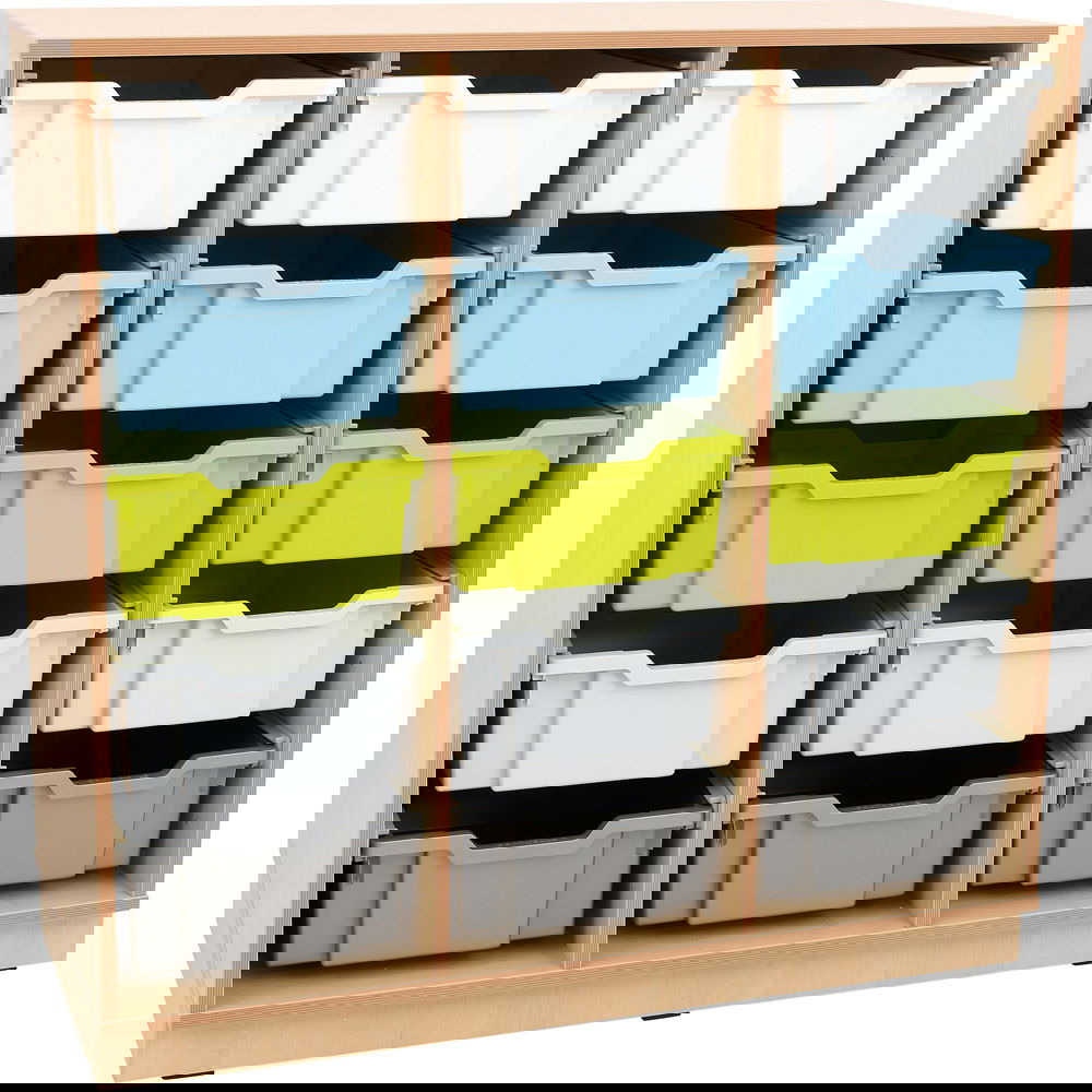 Flexi Regal L, auf Sockel + 15 Behälter, 5 Farben (Flexi 115)