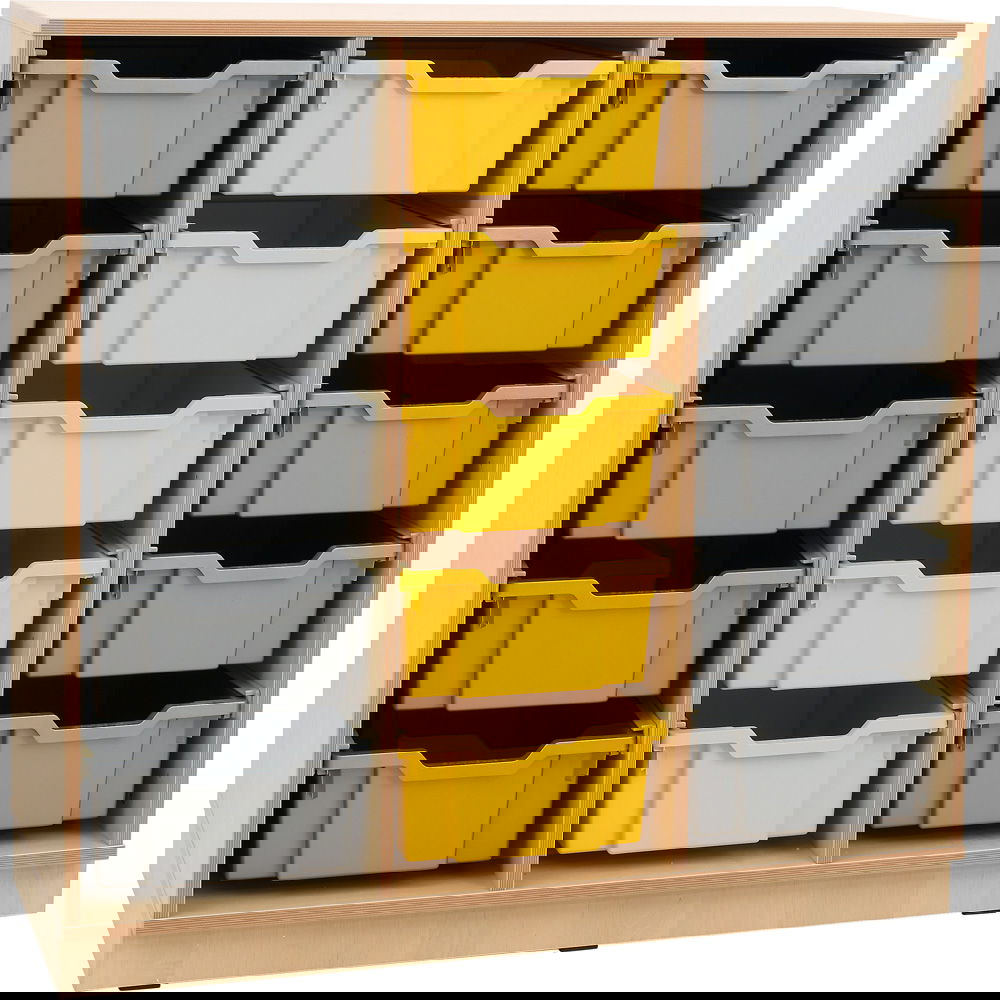 Flexi Regal L, auf Sockel + 15 Behälter, gelb-silberfarben (Flexi 118)