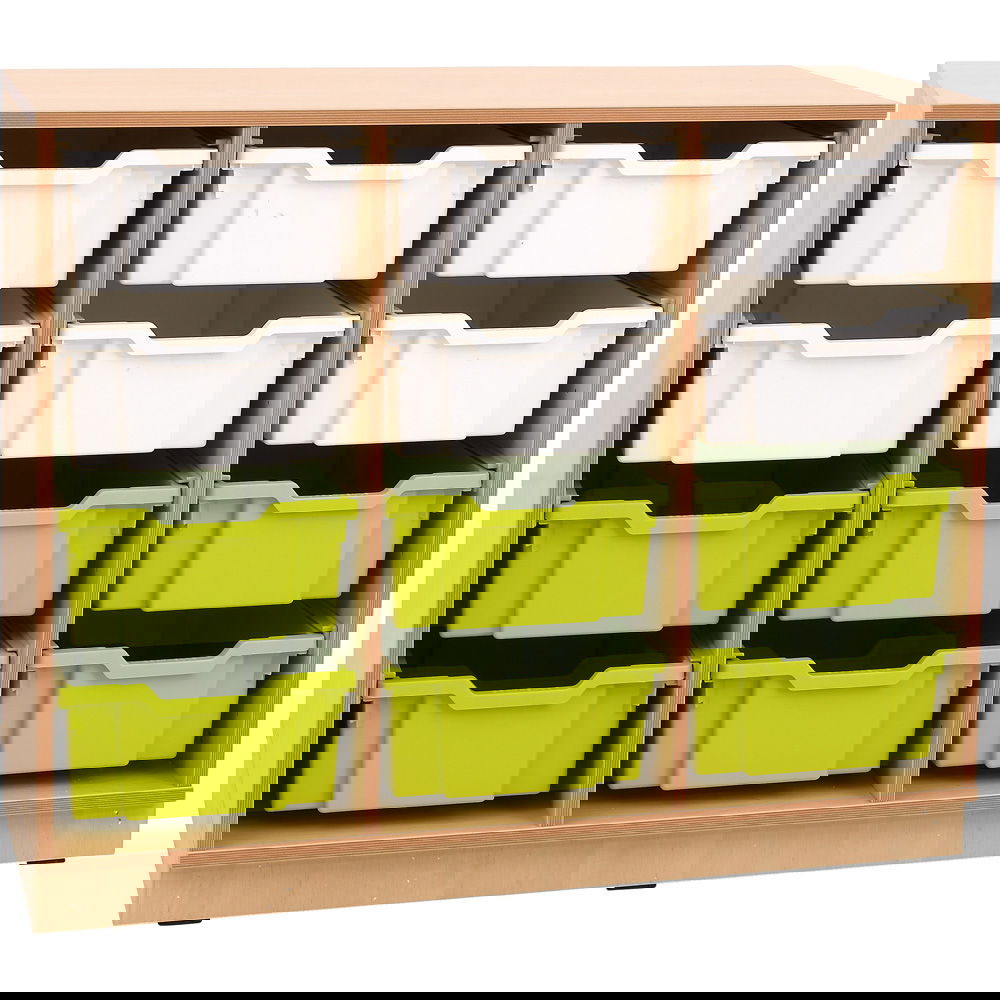 Flexi Regal M, auf Sockel + 12 Behälter, weiß-hellgrün (Flexi 119)