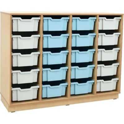 Regal L auf Sockel + 20 Behälter - hellblau-hellgrau (Flexi 120)