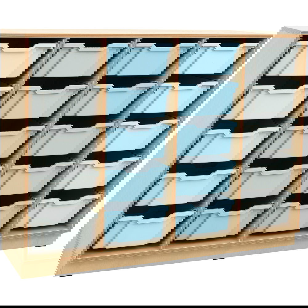 Flexi Regal L, auf Sockel + 20 Behälter, hellblau-hellgrau (Flexi 120)