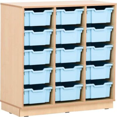 Regal L auf Sockel + 15 Behälter - hellblau (Flexi 121)