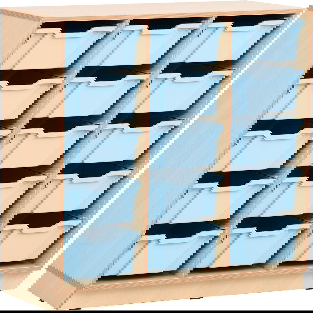 Flexi Regal L, auf Sockel + 15 Behälter, hellblau (Flexi 121)