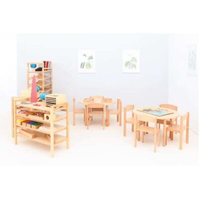 Tisch Flexi - HPL Buche inkl. Stühlen - Sitzhöhe: 26 cm