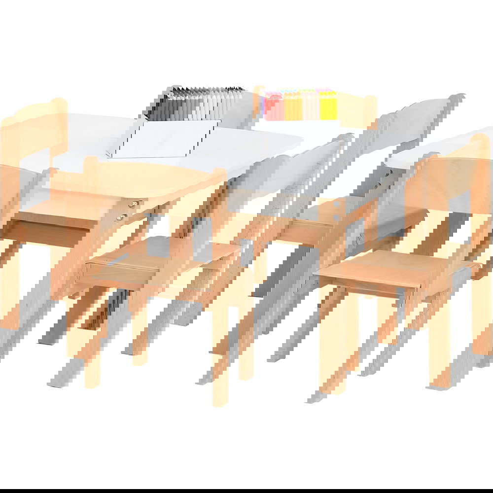 Tisch quadratisch mit Stühlen Philip, SH 31 cm