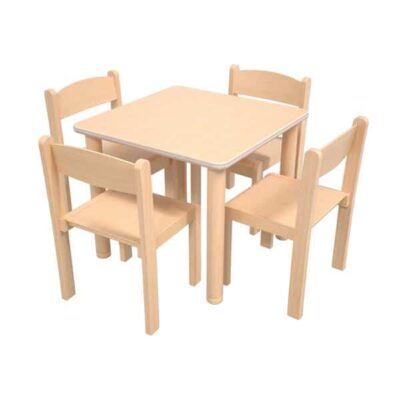 Tisch Flexi 60x60 cm HPL Buche mit Stühlen Philip - Sitzhöhe: 31 cm