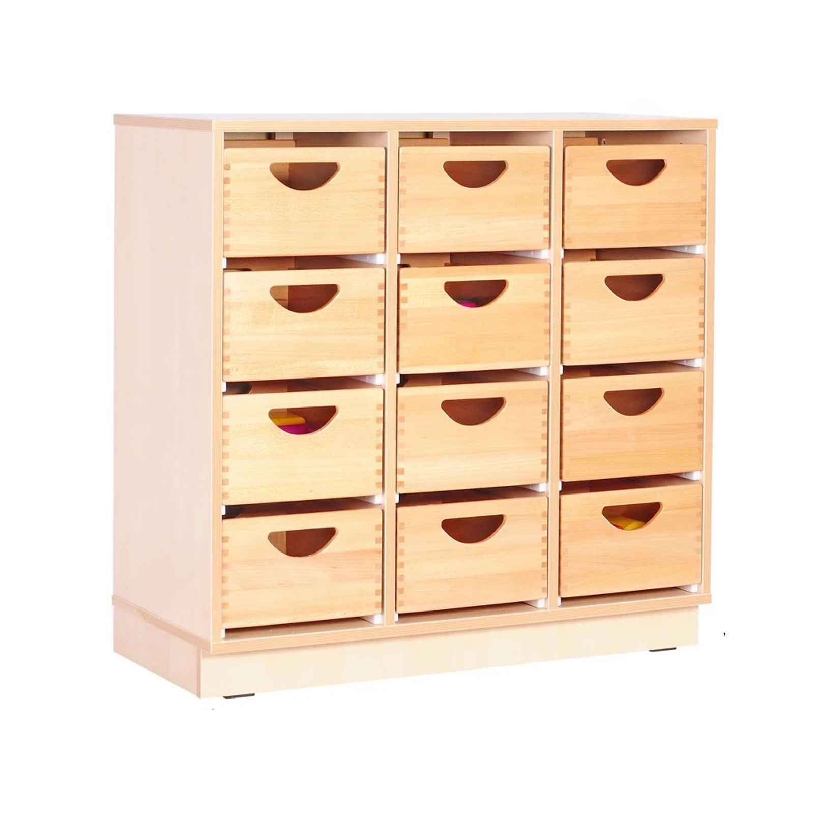 Flexi Schrank M mit 2 Trennwänden, auf Sockel + 12 Behälter (Flexi 114)