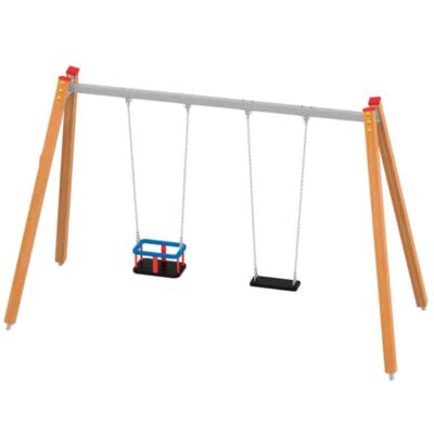 Quadro Doppelschaukel mit 1 Sicherheitsschaukelsitz + 1 Kleinkindersitz von Novum Spielgeräte