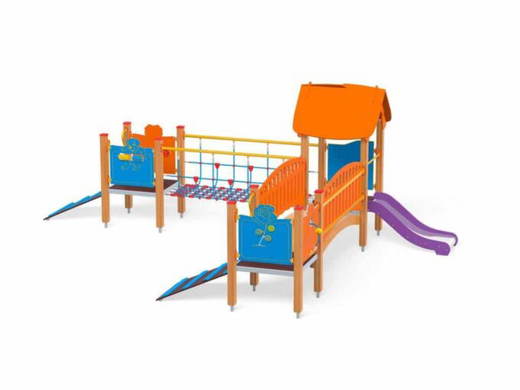12408EPON_large U3-Spielanlage Quadro Baby mit großer Brücke, Rutsche und 3 Plattformen - 12408EPON large