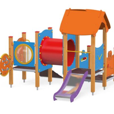 U3-Spielanlage Quadro Baby mit Tunnel, Rutsche und 2 Plattformen von Novum Spielgeräte