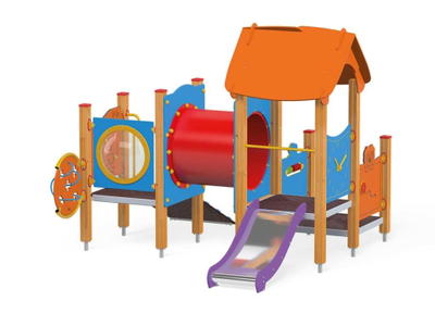 U3-Spielanlage Quadro Baby mit Tunnel, Rutsche und 2 Plattformen