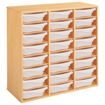 Schrank mit Melaminbeschichtung mit 24 Behälter - 21 Regalbretter - Höhe: 102 cm - Länge: 105 cm