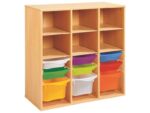 Regal mit Melaminbeschichtung mit 9 Behälter auf Schienen – 6 Regalbretter – Höhe: 102 cm – Länge: 105 cm - 37020 s 37020 1d@9p2@xl