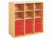 Regal mit Melaminbeschichtung mit 9 Behälter auf Schienen - 6 Regalbretter - Höhe: 102 cm - Länge: 105 cm – Bild 6