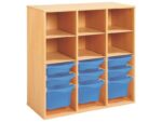 Regal mit Melaminbeschichtung mit 9 Behälter auf Schienen – 6 Regalbretter – Höhe: 102 cm – Länge: 105 cm - 37020 s 37020 6d@3p2@xl