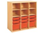 Regal mit Melaminbeschichtung mit 9 Behälter auf Schienen – 6 Regalbretter – Höhe: 102 cm – Länge: 105 cm - 37020 s 37020 d1@2p2@xl