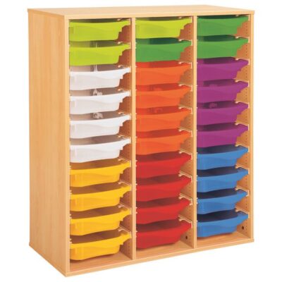 Schrank mit Melaminbechichtung mit 30 Behälter auf Schienen - Höhe: 118 cm - Länge: 105 cm