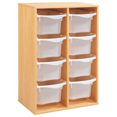 Regal mit Melaminbeschichtung mit 8 Behälter auf Schienen - Höhe: 102 cm - Länge: 70,5 cm