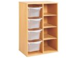 Regal mit Melaminbeschichtung mit 4 Behälter auf Schienen – 3 Regalbretter – Höhe: 102 cm – Länge: 70,5 cm - 37039 p 37039 pd@p2@xl