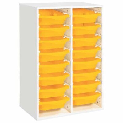 Regal mit Melaminbeschichtung mit 16 Behälter auf Schienen - Höhe: 102 cm - Länge: 70,5 cm