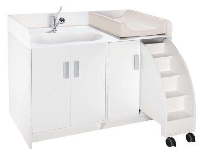 Wickelkommode Kazeo – Set L: 137,5 cm mit Waschbecken