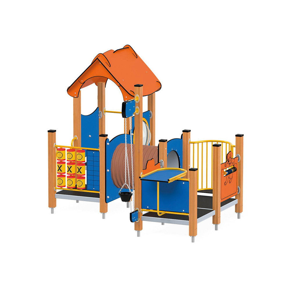 U3-Spielanlage Quadro Baby mit Tunnel, Rutsche und Sandaufzug