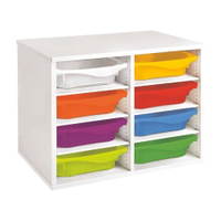 Regal mit Melaminbeschichtung mit 8 Behälter - 6 Regalbretter - Höhe: 51 cm - Länge: 70,5 cm – Bild 10