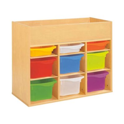 Regal mit Melaminbeschichtung mit 15 Behälter auf Schienen mit Zugriff oben - Höhe: 81 cm - Länge: 105 cm