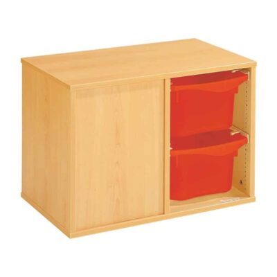 Doppelseitiges Regal mit 6 Behälter auf Schienen - Höhe: 51 cm - Länge: 70,5 cm